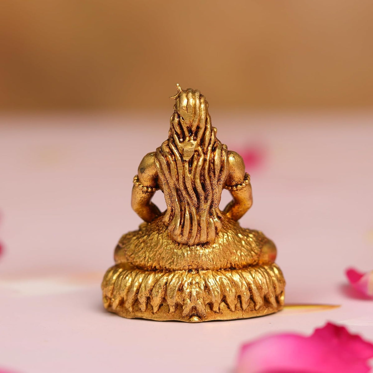 Shivji Idol for Car Dashboard, Home Temple & Office Desk | Compact Resin Mahadev Murti for Puja Room, Table Decor & Spiritual Gift | Small Lord Shiva Statue (Gold Meditating Adiyogi)