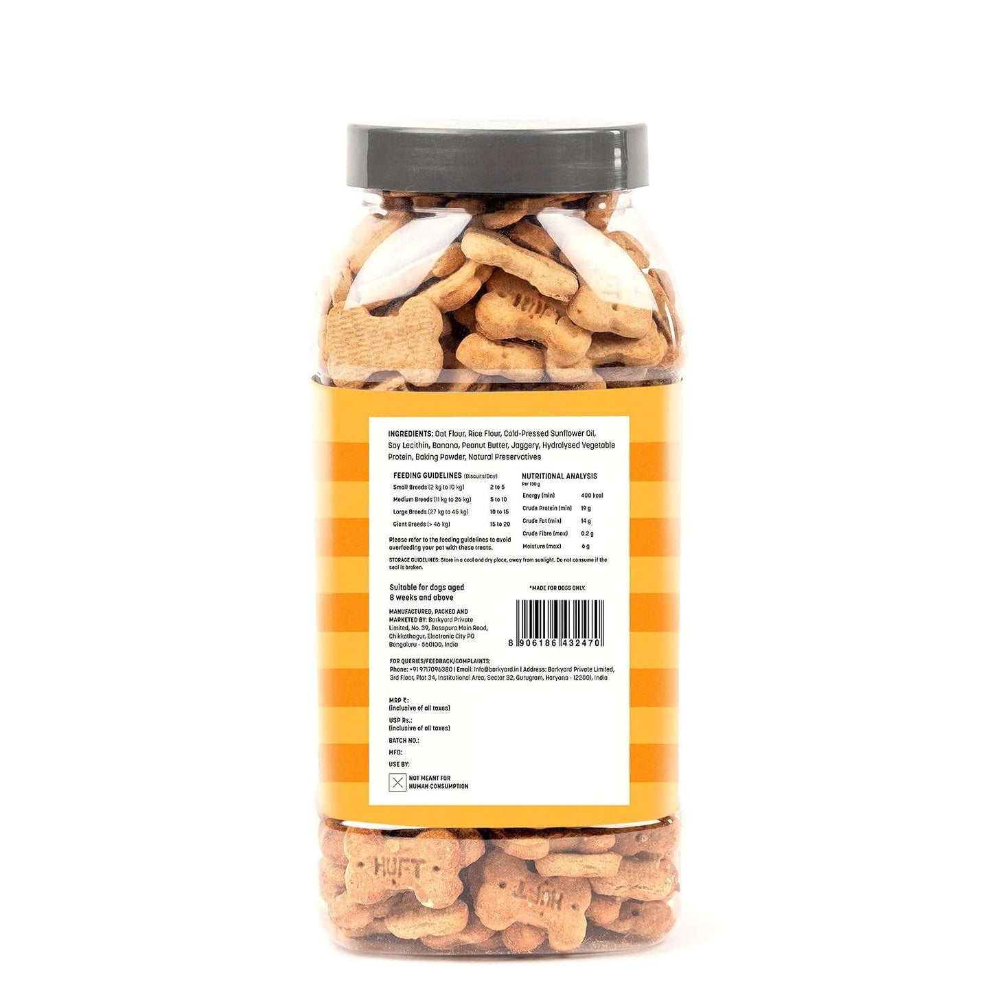 Yummy in My Tummy by HUFT Banana & Peanut Butter Dog Biscuits – 800 gm | Crunchy & Healthy Treats for Dogs | High-Protein Snack | Ideal Training Treat | Suitable for All Life Stages & Breeds Dogs