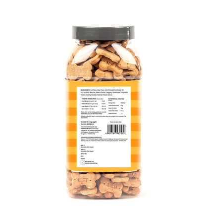 Yummy in My Tummy by HUFT Banana & Peanut Butter Dog Biscuits – 800 gm | Crunchy & Healthy Treats for Dogs | High-Protein Snack | Ideal Training Treat | Suitable for All Life Stages & Breeds Dogs