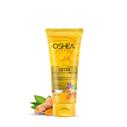 Oshea Herbals Ubtan Glowing & Tan Removing Face Scrub for All Skin Types | Lightens Skin Tone, Removes Dead Cells & Tan with Deep Exfoliate | Enriched with Turmeric & Saffron Extracts 100g