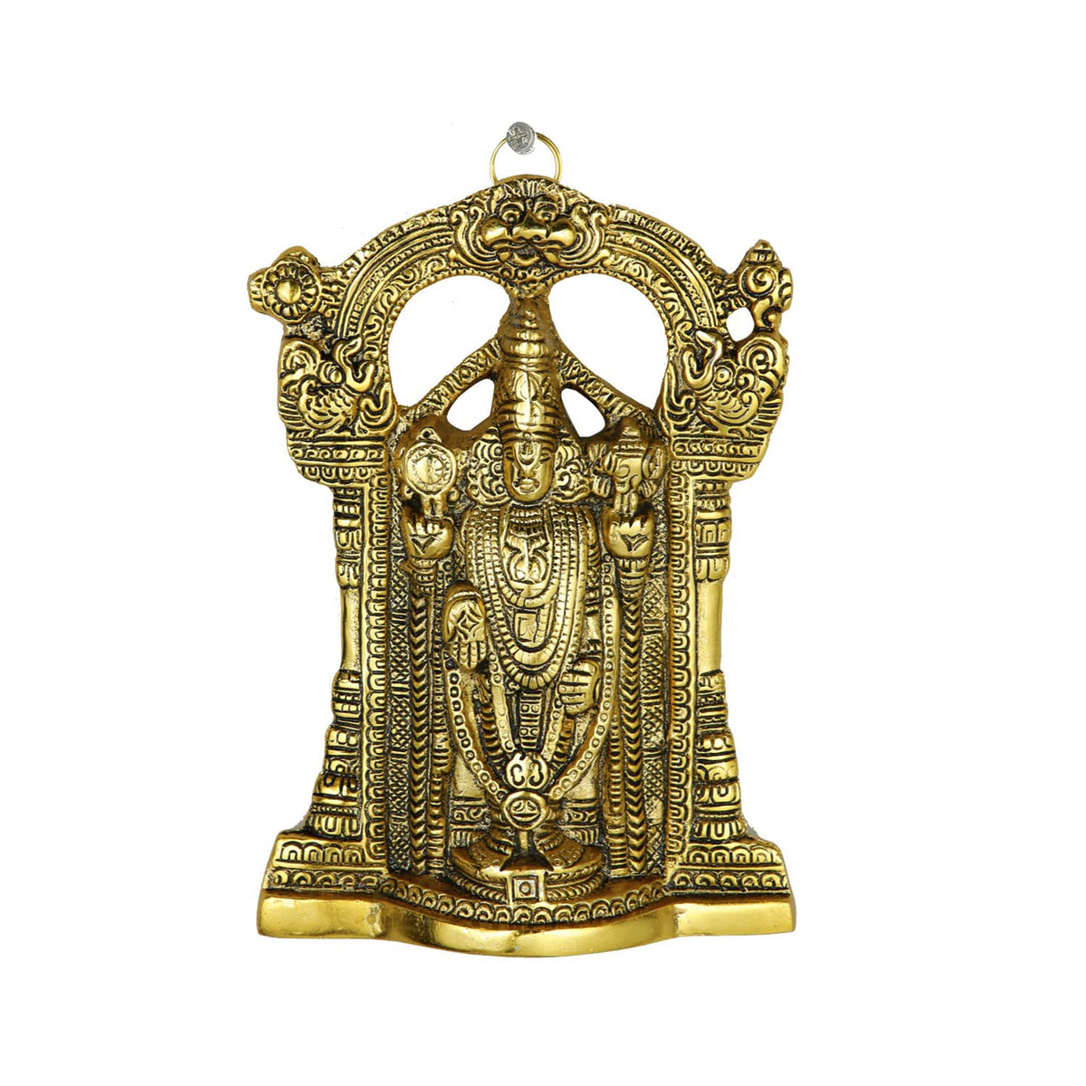 Metal Tirupati Balaji Idol, 9 x 6 x 1.5 Inches, Golden