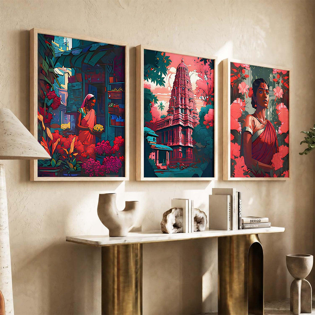 Premium Digital Painting with Frame for Home Decor - Painting for Living Room Bedroom Office Room Decor - Painting for Wall Decoration - Pack of 3 (Modern Art Painting, Design07, 10X13 inch)