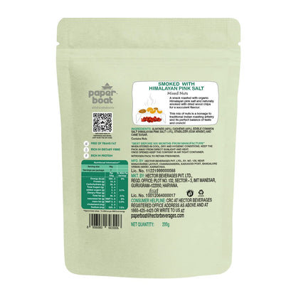 Paper Boat Smoked and Roasted Mixed Nuts with Himalayan Pink Salt, Premium Dry Fruit Mix | Almonds & Cashews, Pouch (200g)