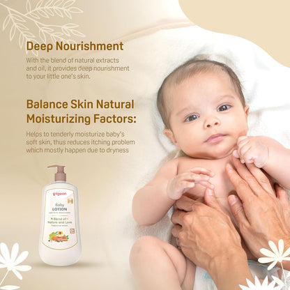 Pigeon Baby Lotion with Marshmallow Root Extract, Carrot Seed Oil, Sweet Almond & Olive Oil – Soothing, Lightweight Moisturizer for Delicate Skin, No Paraben, Sulphate & Alcohol -500 ml