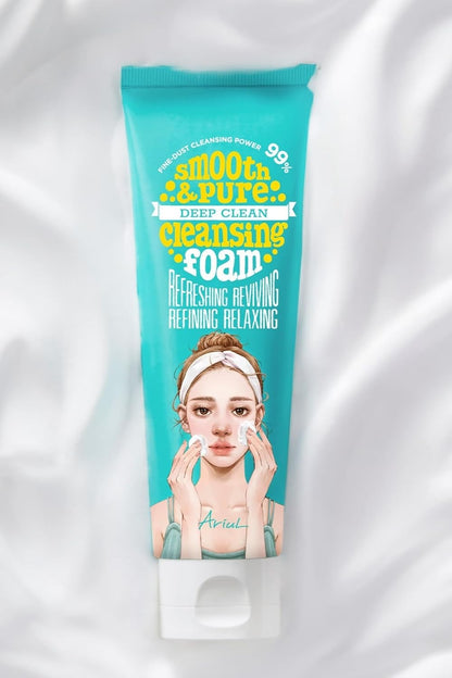 Ariul Smooth & Pure Deep Clean Cleansing Foam (120 ml) Deep Pore Cleansing Korean Face Wash, Gentle Hydrating Daily Face Cleanser, Removes Makeup & Fine Dust