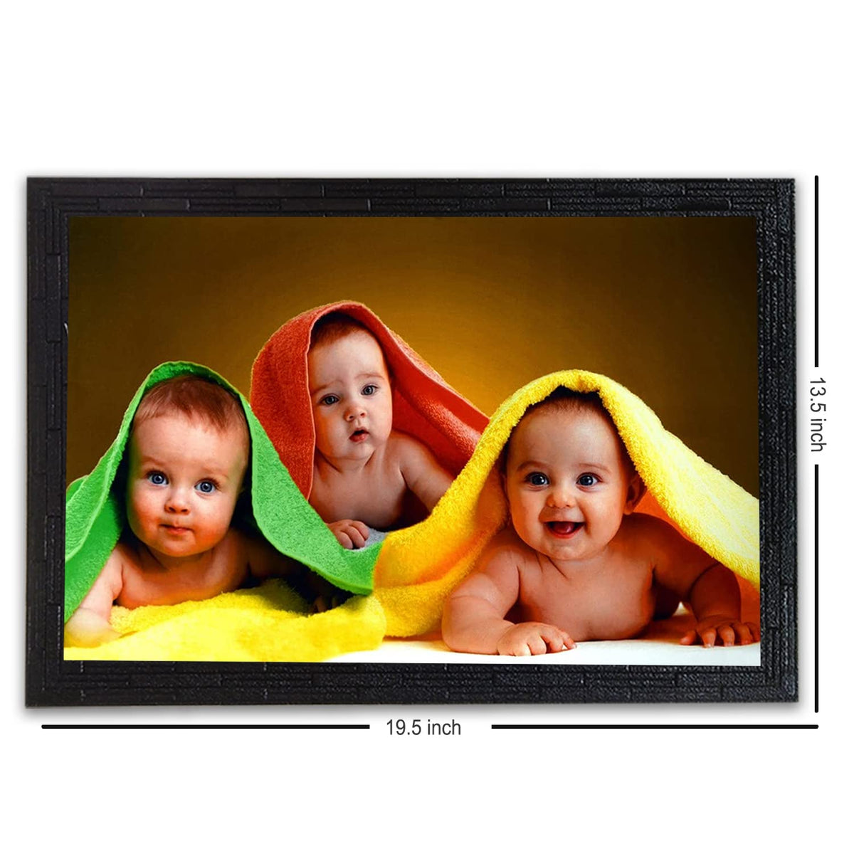 Three Smiling Baby | UV Coated Art Painting | Ready to Hang - (Wood, 14 x 20 inch)