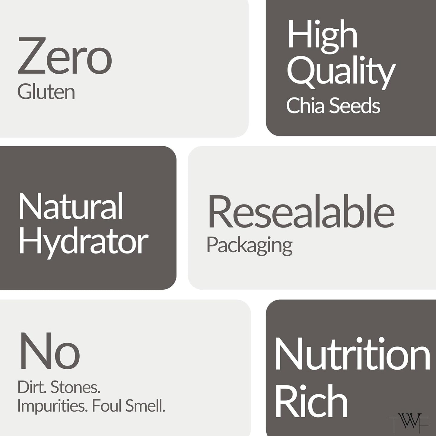 TWF Chia Seeds | AAA Grade Seeds for Eating | Natural Hydrator for Summers | For Weight Loss | Non GMO | Rich In Protein & Dietary Fibre | 100% Clean | Gluten Free Seeds for Smoothies, Oatmeal, Salads & Baking | Resealable Pack