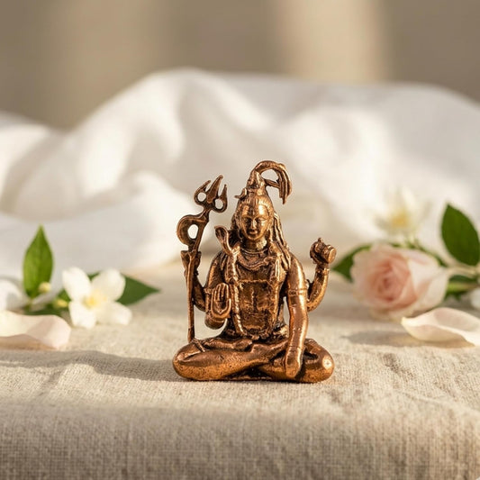 Pure Copper Shivji (Mahakaal) Murti | Handcrafted Copper Idol for Pooja Room, Vastu Decor | Traditional & Auspicious Religious Hindu God Showpiece & Gift Item | 25gm (3.5x2.5 cm)