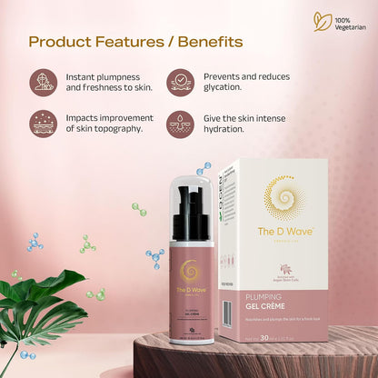 D Wave Skin, Plumping Gel Cream – Diminishes Fine Lines & Wrinkles, 30ML | Restores Pores | Prevents Glycation | Instant Hydration & Freshness | No White Cast On Darker Skin | Plumps Skin