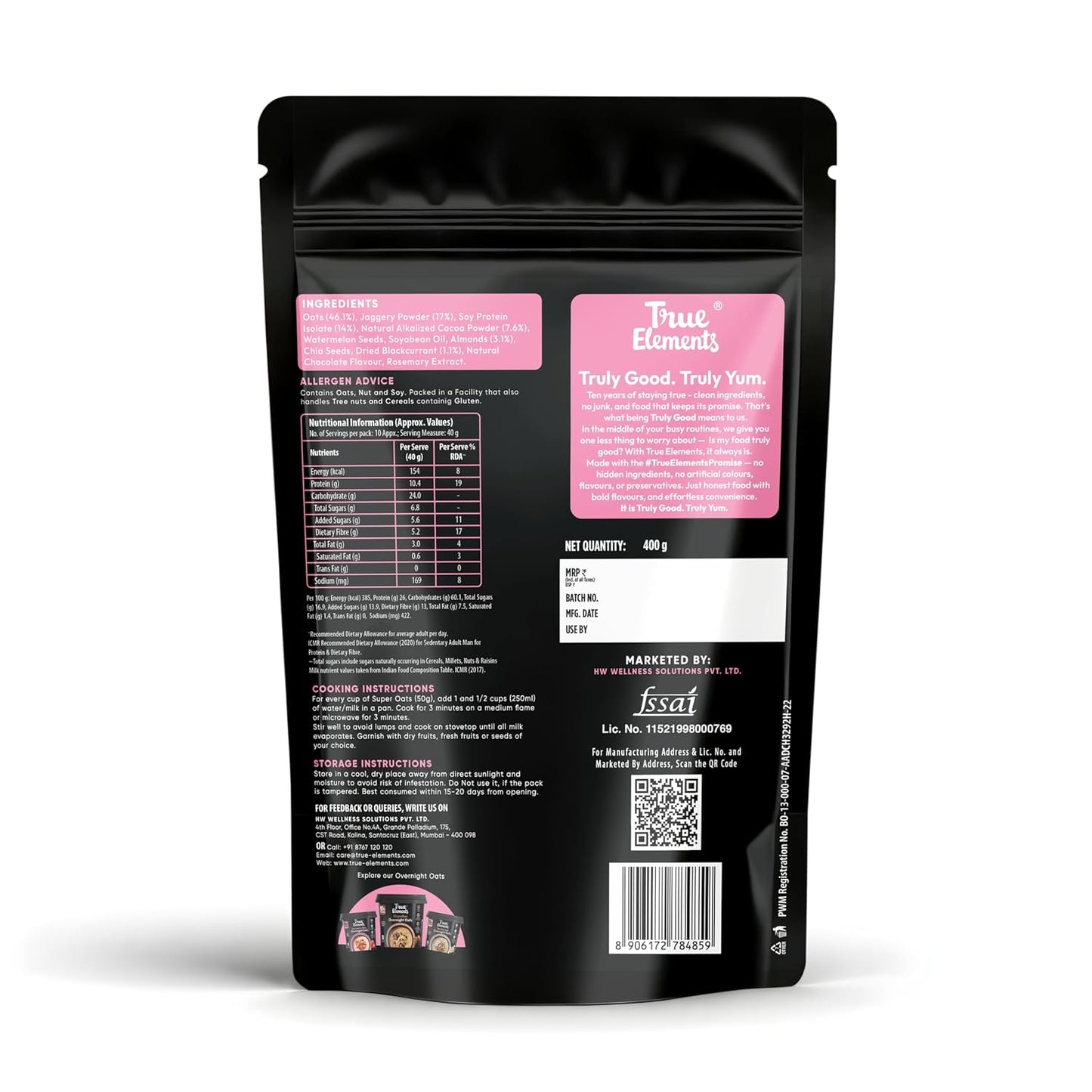 True Elements High Protein Muesli 400g | 26g Protein | Fruit,Nuts & Seeds | Healthy Breakfast Cereal | Rich in Nuts, Seeds & Wholegrains | No Added Preservatives
