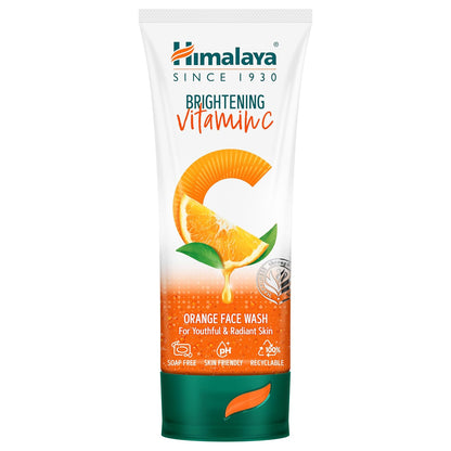 Himalaya Brightening Vitamin C Orange Face Wash packaging on a white background