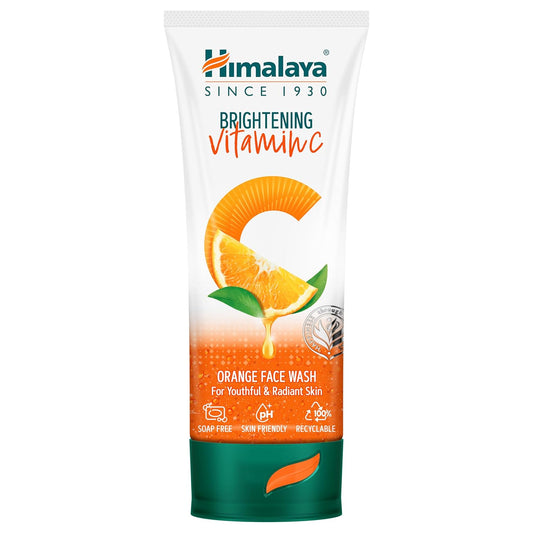 Himalaya Brightening Vitamin C Orange Face Wash packaging on a white background