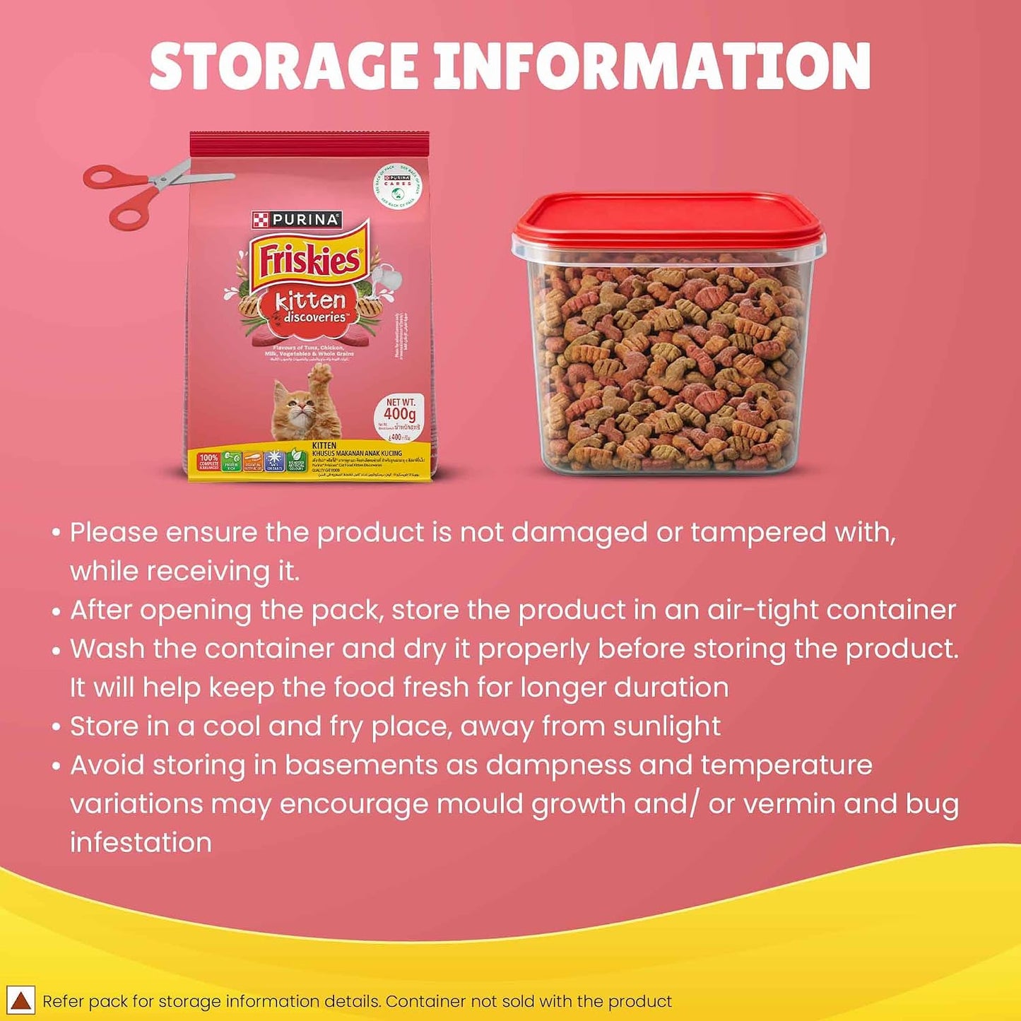 Purina Friskies Kitten Discoveries, Dry Food for Kitten, 400g Pack | With Tuna, Chicken, Milk, Vegetables & Whole Grain Flavours, 100% Complete & Balanced Kitten Nutrition, DHA, Calcium, Protein