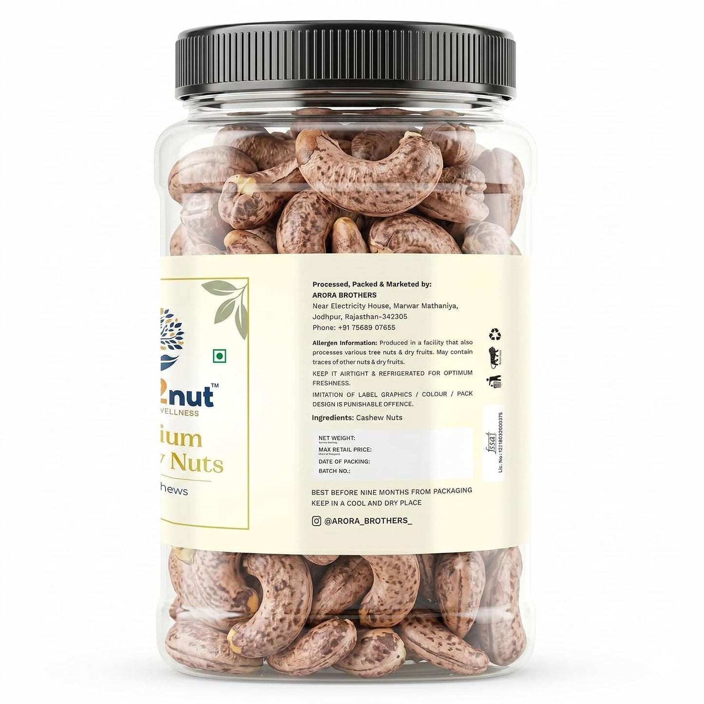 farm2nut Premium Borma Cashews/Skin Cashew Nuts Natural Unpeeled Whole Kaju Packed in Reusable Jar. Goa cashew nuts