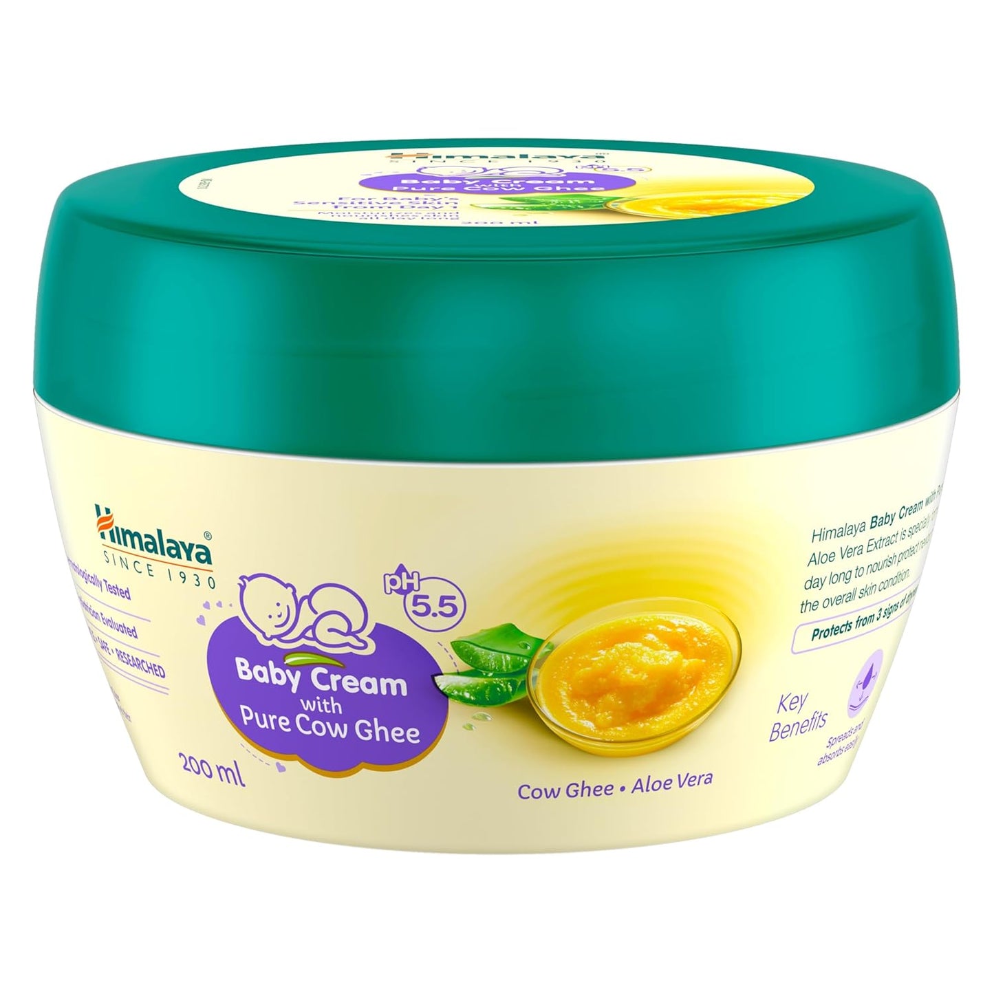 Himalaya Baby Cream with Pure Cow Ghee jar on a white background