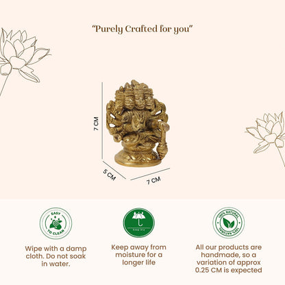 Panchmukhi Hanuman Ji Idol | Brass Five Face Hanuman Sculpture with Radiant Finish for Pooja Room | Festive Gift Idol (Design07: L7 x W5 x H7 cm)