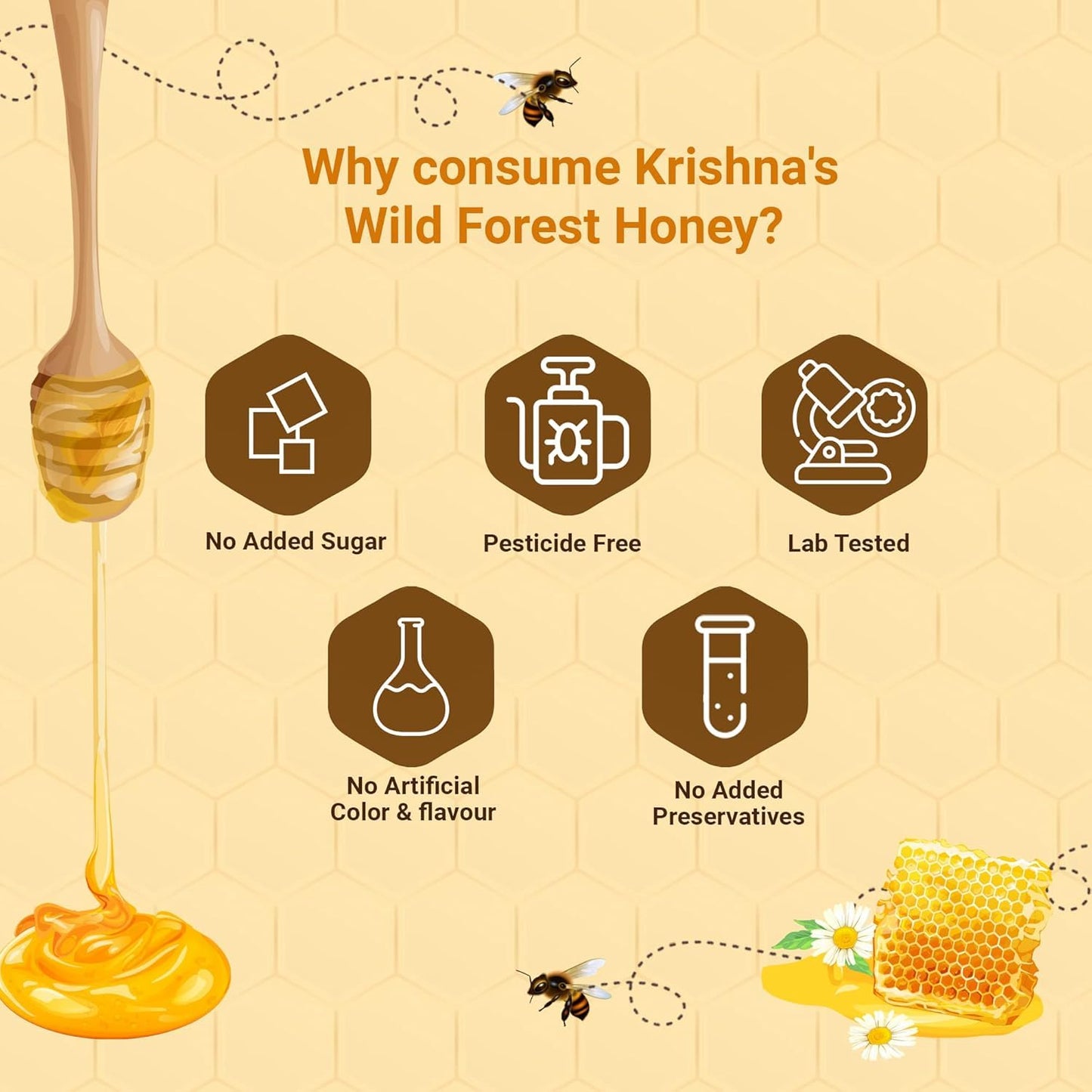 Krishna's 100% Pure Wild Forest Honey - No Additives Or Preservatives - 200 g | Made with Classic Ayurvedic method | Highly Nutritious | Rich in Antioxidants