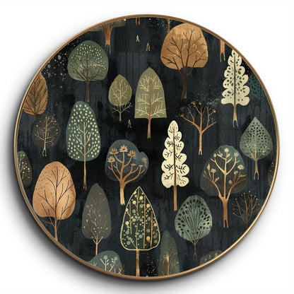 modern art Tree Premium Sparkle lamination Golden Slim Frame 50.8 cm x 50.8 cm Large Size, For Home/Office/Hotel painting GRL-04