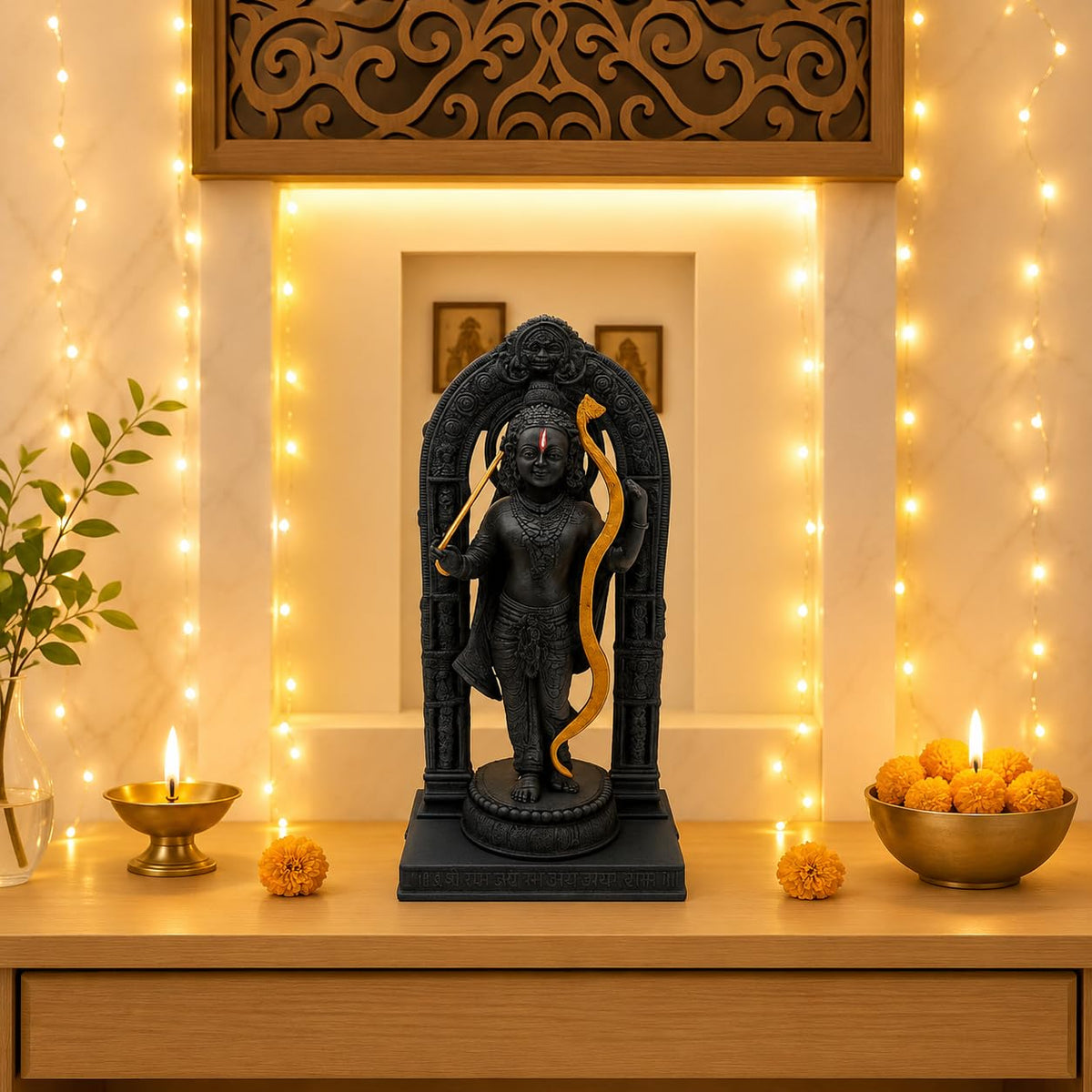 Divine 6-Inch Ram Lalla Idol - Handcrafted Poly Resin Statue for Home Decor and Worship | Ram Lalla 3D dol Statue Showpiece Murti