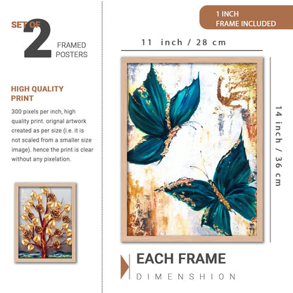 Wood Premium Digital Paintings With Frame For Home Decoration - Painting For Living Room Bedroom Office - Pack Of 4 (A)