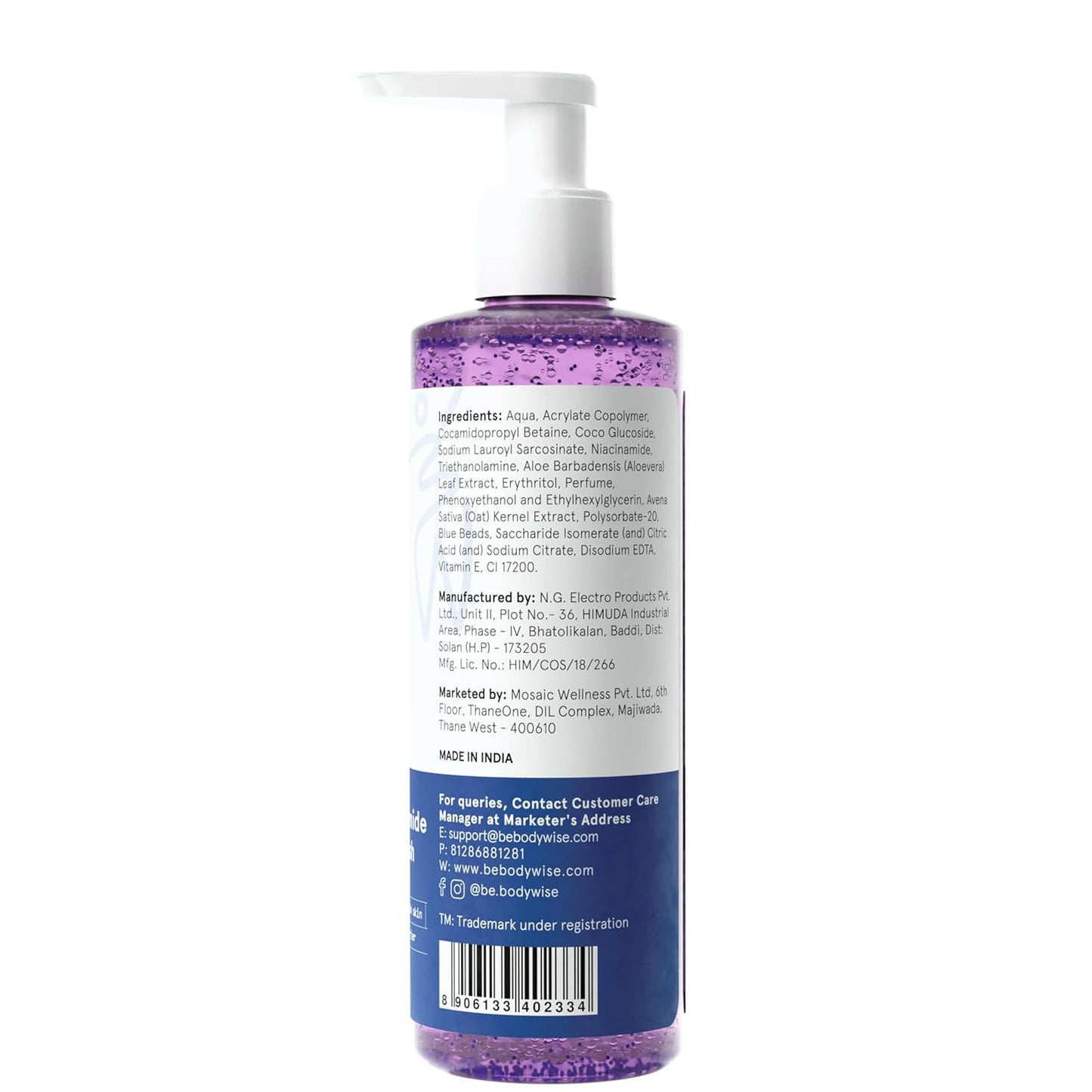 Be Bodywise 5% Niacinamide Brightening Body Wash | Hydrates & Deep Cleanses Skin | For Glowing & Hydrated Skin | With Aloe vera, Vitamin B3 & E | For All Skin Types | 250ml