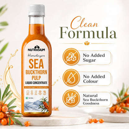Nutrasium Himalayan Sea Buckthorn Berry Juice - 300 ml - Natural Source of Vitamin C, Omega 3 6 7 9, Antioxidants for Immunity, Skin Glow & Gut Health - 50 Glasses (300ml)