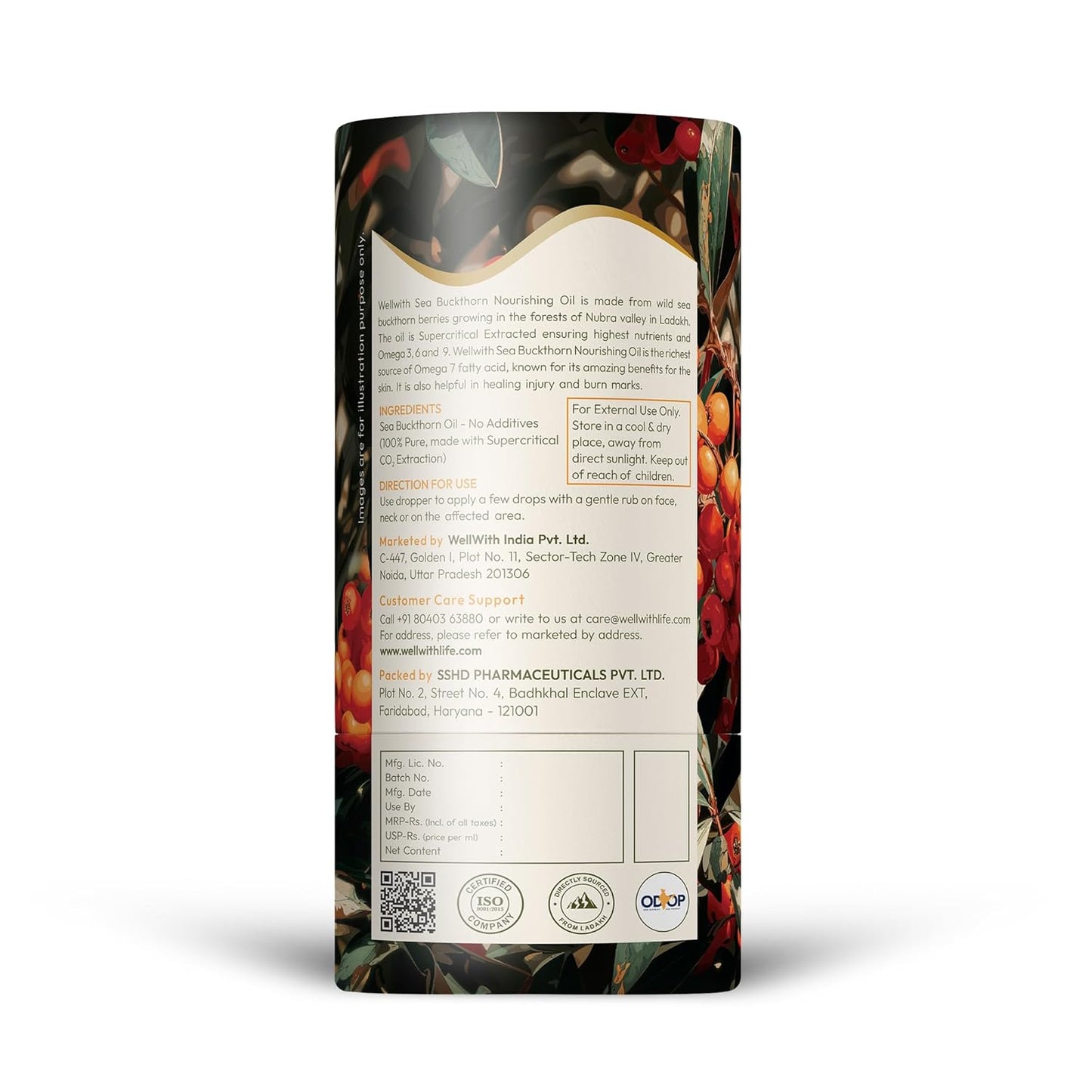 Wellwith (Ayuzera) Sea Buckthorn Berry Oil 10ml | Face & Hair Serum | Nourishing Oil | Omega 3,6,7 & 9 | Collagen Boosting | Dull Skin & Fine Lines & Dark Spots | For Smooth, Glowing Skin (Pack of 1)