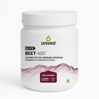 White container of Unived Elite Beet-420 on a white background