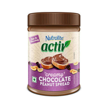 Nutralite Activ Peanut Spread – Chocolate Creamy with 20g protein per 100g, No preservatives, Gluten free, Zero trans-fat, High Dietary Fibre, With dark choco chips, 1kg Jar