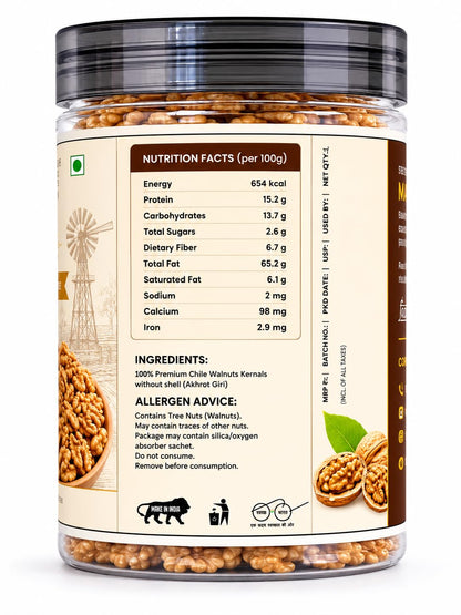 NIVAM Premium Chile Walnuts kernals Without Shell | Akhrot Giri 200gm | Healthy Fats | Protein Rich | Breakfast Snack Vegan | Gluten Free | Omega-3 Rich | Antioxidants | Supports Heart & Brain