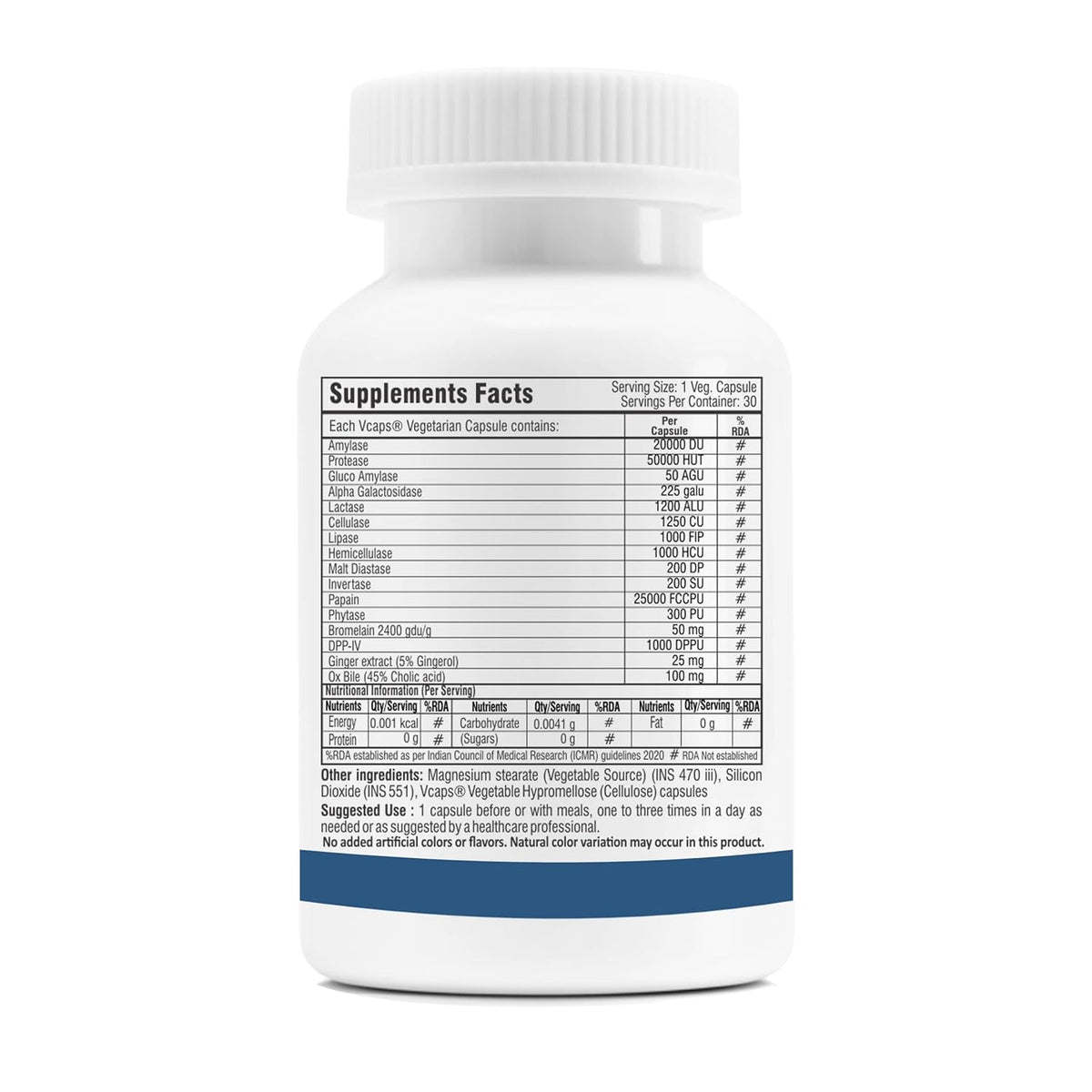 Supplement bottle with label on a white background