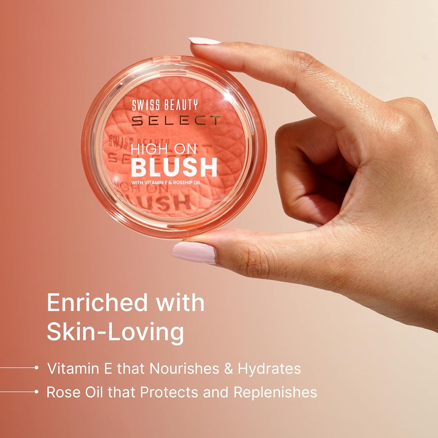 Swiss Beauty Select High on Blush with Natural Matte Finish | Long- Lasting & Non Transferrable stay | Enriched with Vitamin E & Rose oil | Shades- Soft Pink, 8gm |