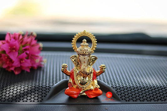 Lord Ganpati/Ganesha Idol for Car Dashboard, Home Decor, Desk, Office Table | Beautiful Ganesh Car Dashboard Idol Figurine Showpiece Sculpture (Ganesha Design 01)