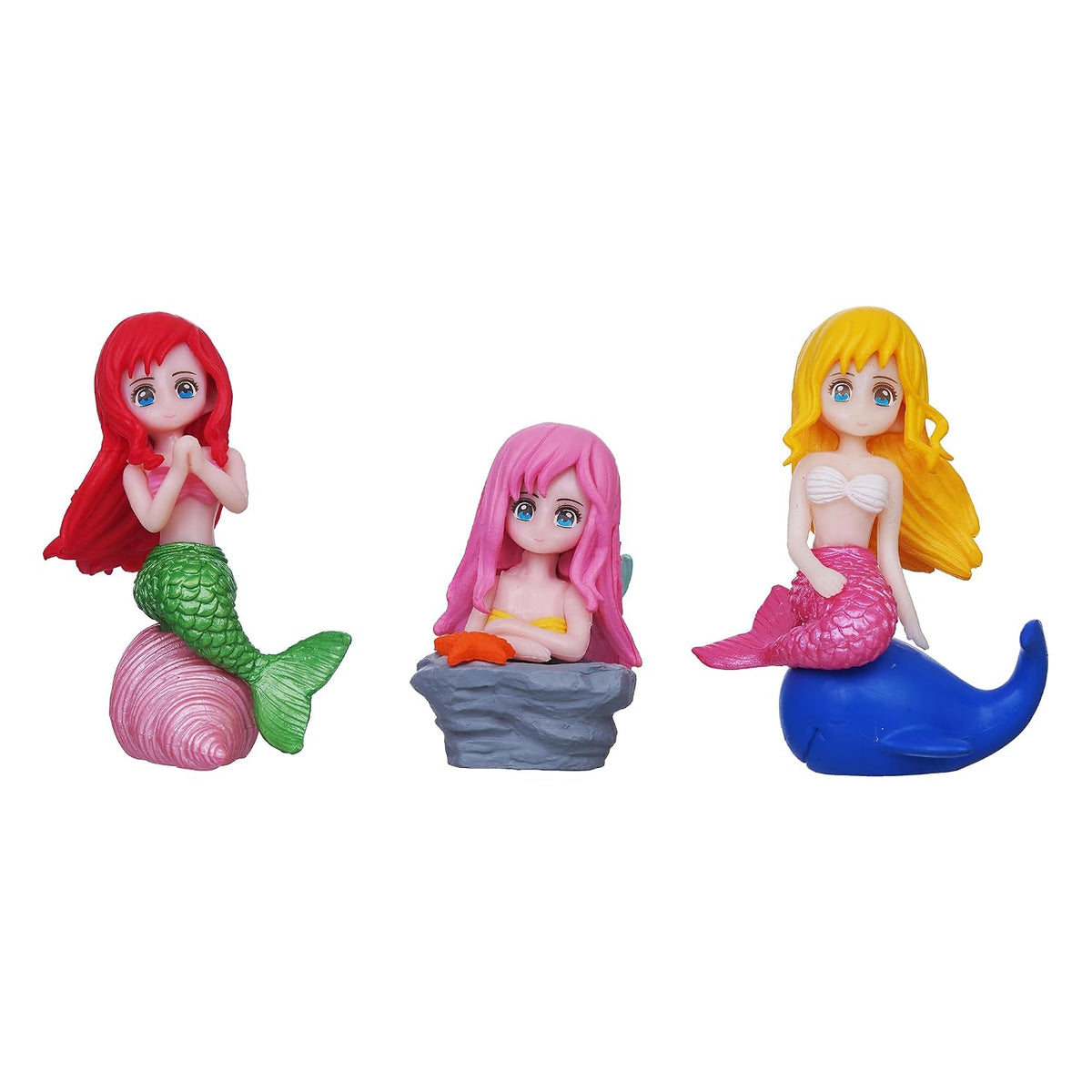 Set of 3 Little Cute Mermaid Doll Figurines Showpiece for Home Decor Miniature Toys Gifts for Girls Fish Tank Ornaments Valentine Gift for Girlfriend Wife Her Valentine Day Decoration Item