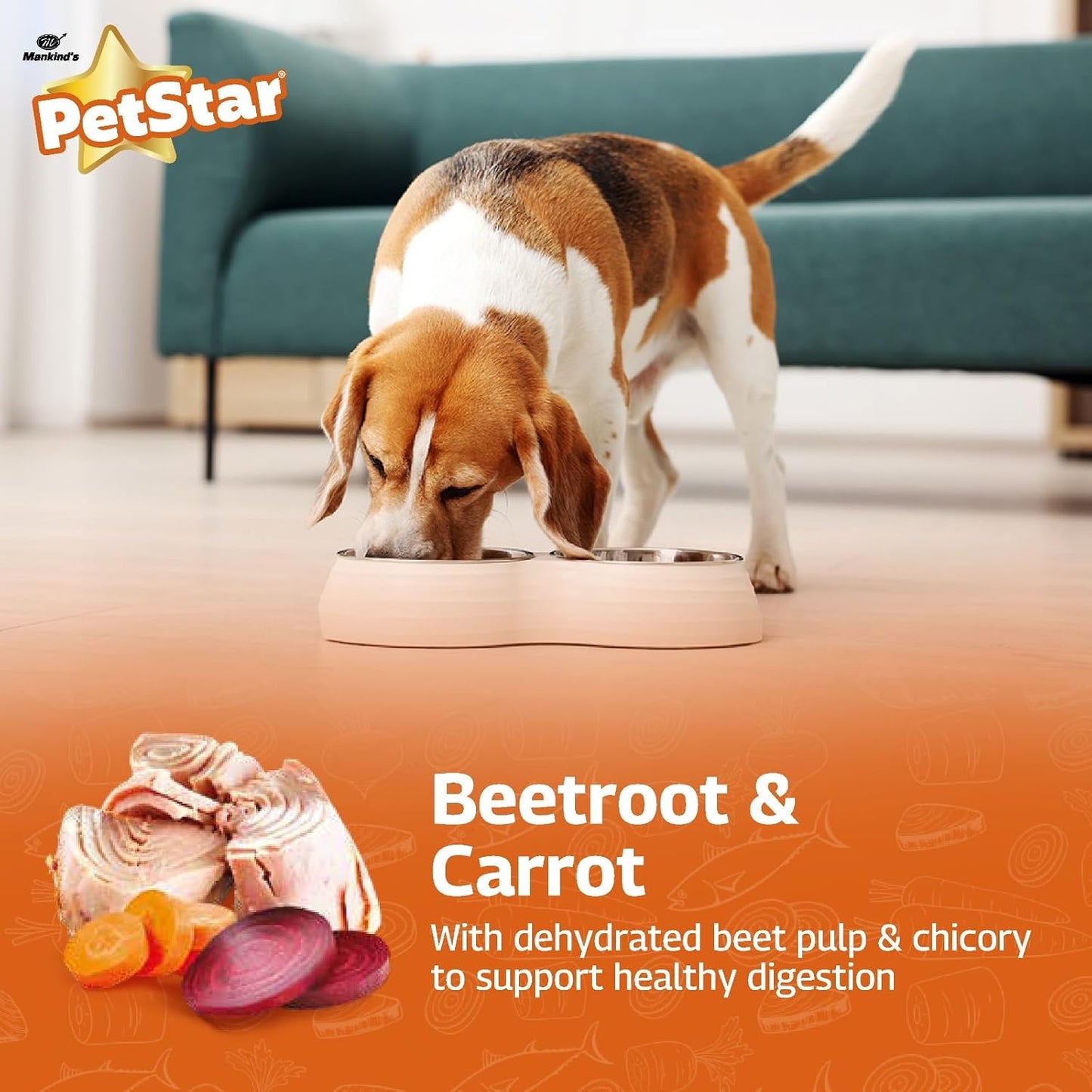 Petstar Puppy Dry Dog Food 1 kg, Tuna & Rice Formula, High Protein, Easy Digestion, Immunity Support, No Artificial Flavours or Added Sugar