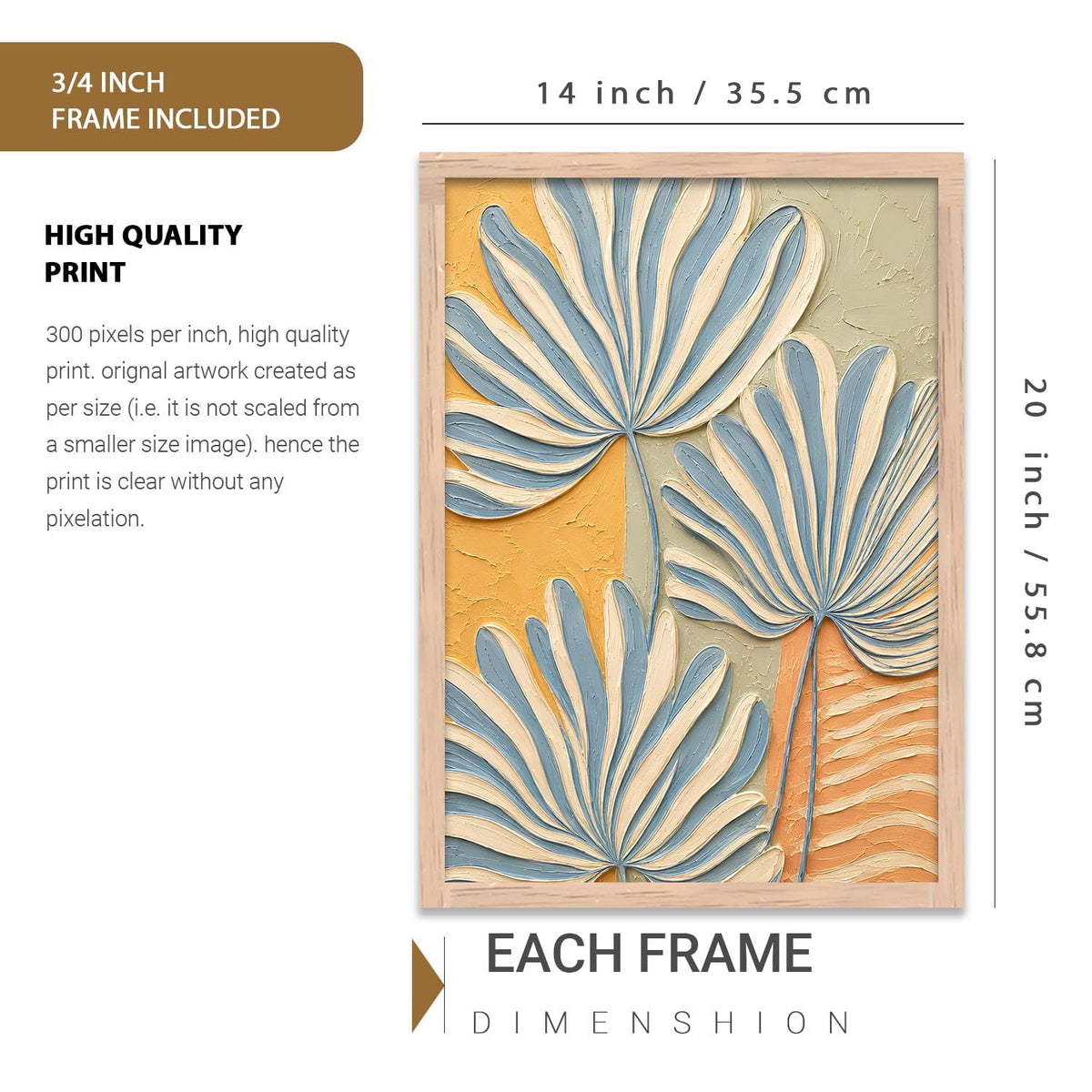 Decorative Floral Wall Art Painting With Frame | Floral Painting For Living Room Bed Room Hotel Wall Decor Digital Reprint (14X20 inch)