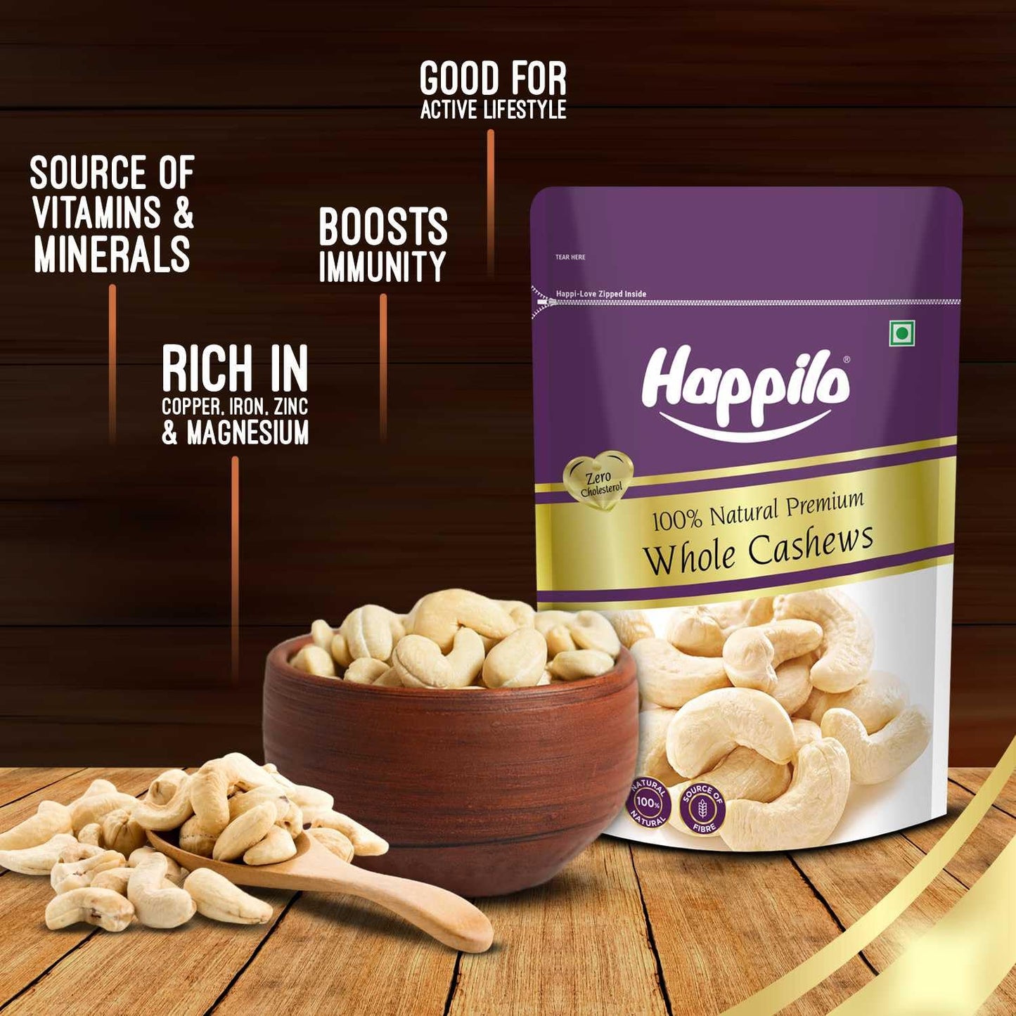 Happilo Premium Natural Whole Cashews 200g Value Pack | Dry Fruits, Kaju, Healthy Snacks | Unsalted Cashew Nuts | Crunchy, Nutritious & Delicious Nuts | Rich in Protein, Magnesium & Phosphorus