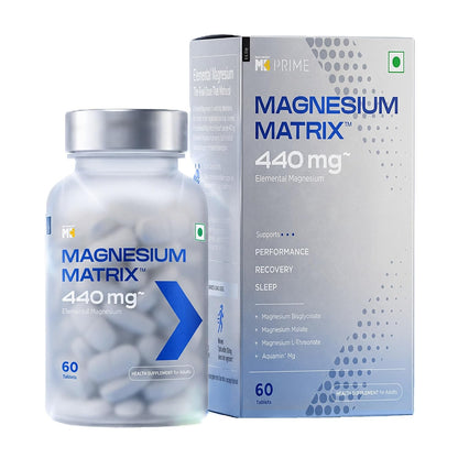 MuscleBlaze Magnesium Matrix, 60 Tablets 440mg Elemental Magnesium | Supports Performance, Recovery & Sleep