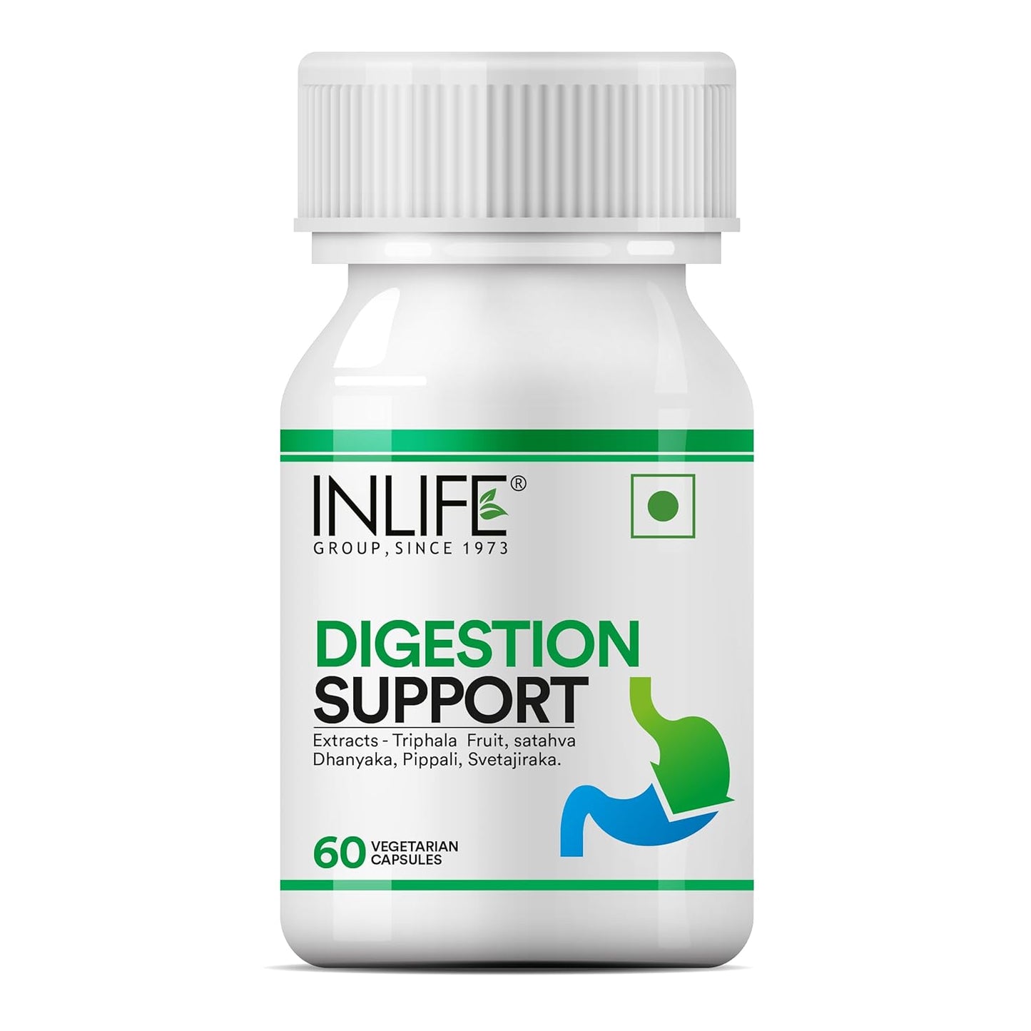 INLIFE Digestion Support Supplement | Triphala, Satahva, Dhanyaka, Pippali, Svetajiraka for Healthy Digestive Support | For Men and Women - 60 Vegetarian Capsules
