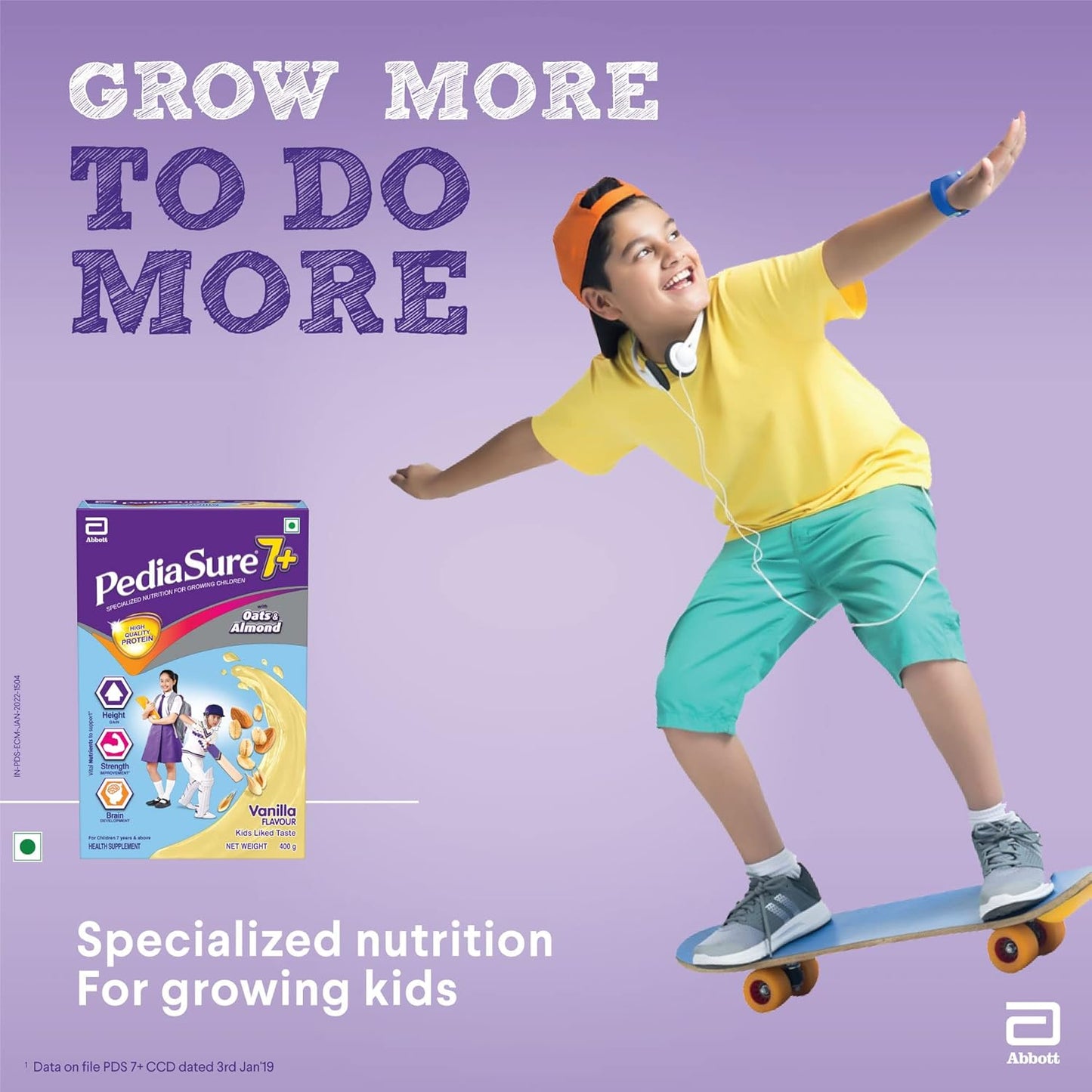 Pediasure 7+ Specialized Nutrition Drink Powder 400 grams,Vanilla Delight Flavour,Scientifically Designed Nutrition for Growing Children,Supports Height Gain,Muscle Strength &Brain Development