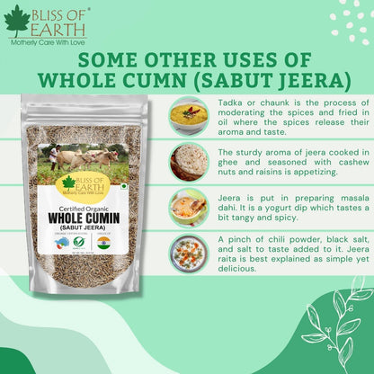 Bliss of Earth 1kg Organic Cumin Seed Jeera Whole Spice, Sabut Jeera best for cooking