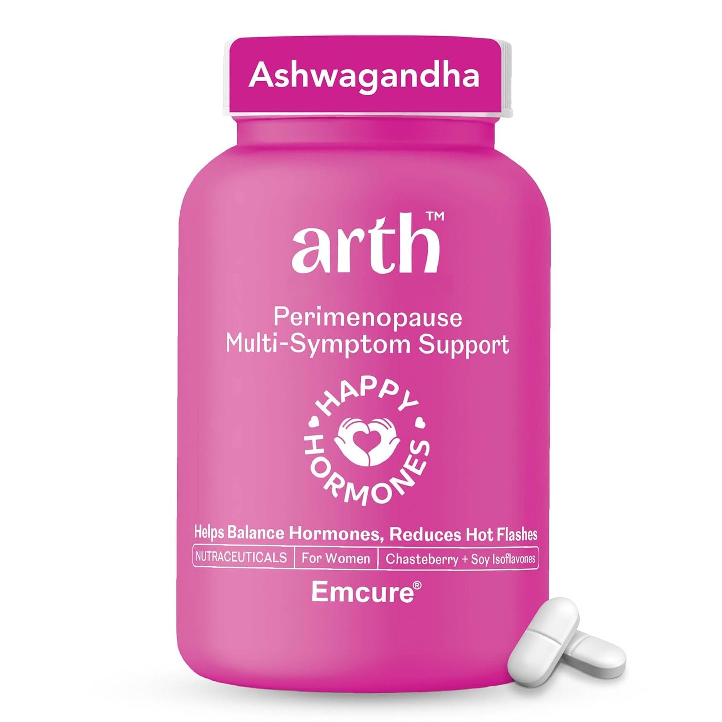 Arth Perimenopause Support | Menopause Supplement for Women to Help with Hot Flashes, Mood Swings, Night Sweats & Hormonal Balance with Ashwagandha, Chasteberry & Soy Isoflavones | 60 Veg Tablets