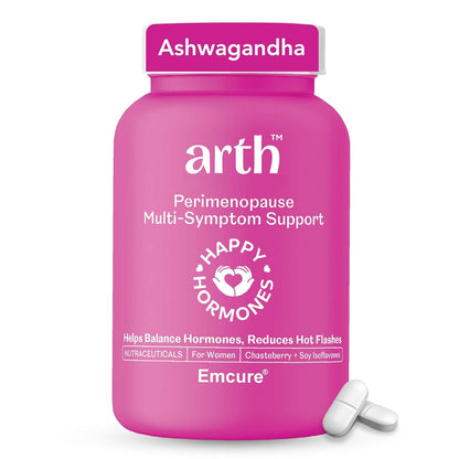 Arth Perimenopause Support | Menopause Supplement for Women to Help with Hot Flashes, Mood Swings, Night Sweats & Hormonal Balance with Ashwagandha, Chasteberry & Soy Isoflavones | 60 Veg Tablets