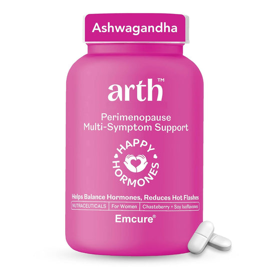 Arth Perimenopause Support | Menopause Supplement for Women to Help with Hot Flashes, Mood Swings, Night Sweats & Hormonal Balance with Ashwagandha, Chasteberry & Soy Isoflavones | 60 Veg Tablets