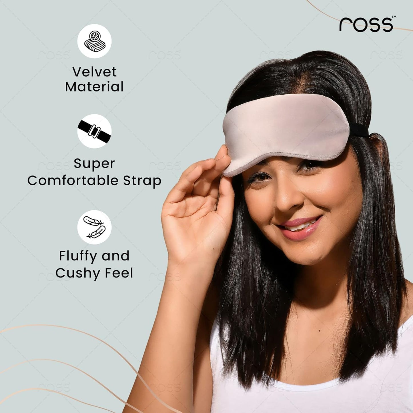 Ross Breathable Fabric Sleep Eye Mask – Ultra-Soft, Smooth & Cozy with Adjustable Strap for Ultimate Comfort, Light Blocking & Deep Sleep – Perfect for Travel, Meditation, Naps, Relaxation & Stress Relief - Grey