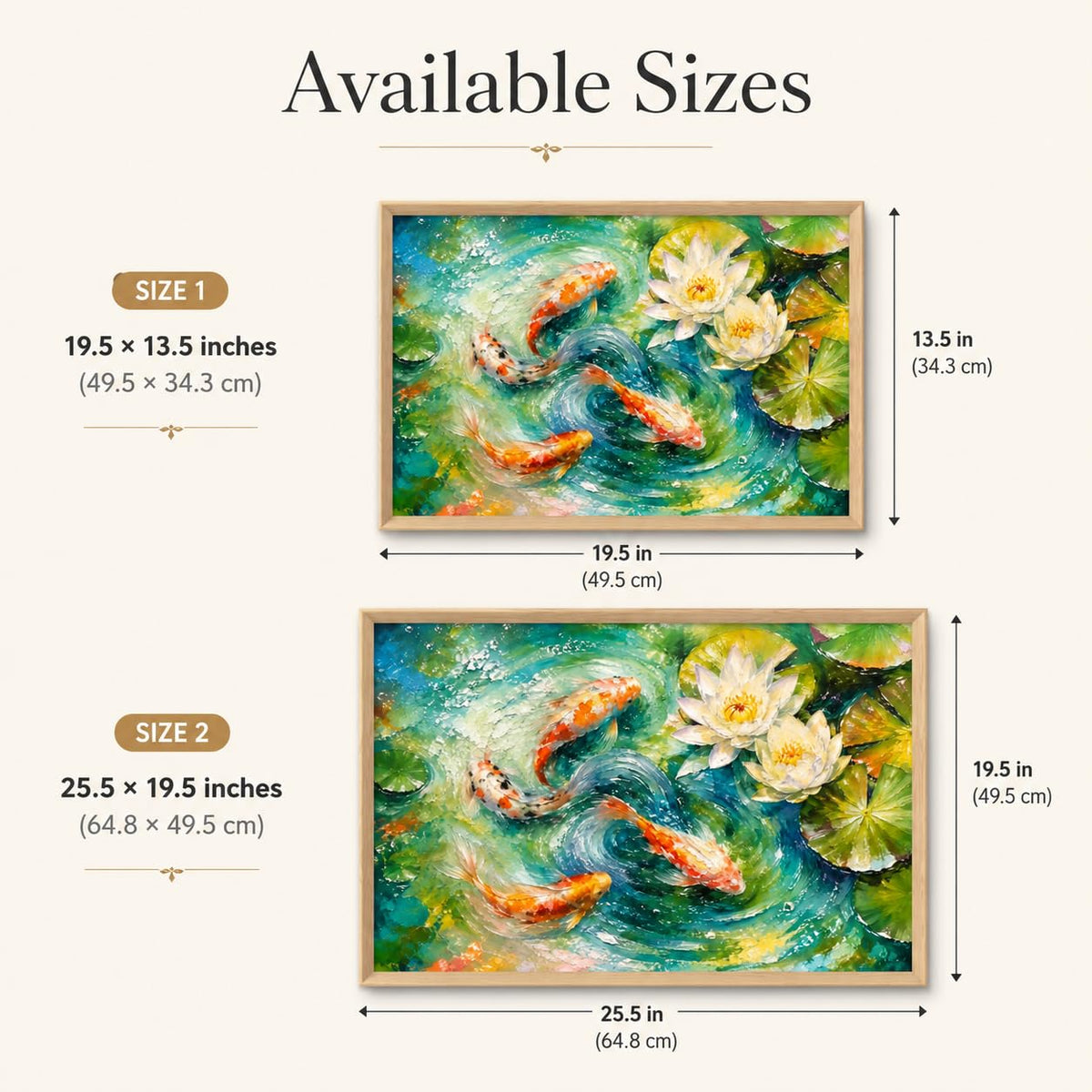 Koi Fish Lotus Pond Vastu Wall Painting for Living Room Bedroom Hall Office Decor, Water Lily Nature Artwork, Premium Wooden Synthetic Frame (13.5 x 19.5 Inch) NM01-V-178