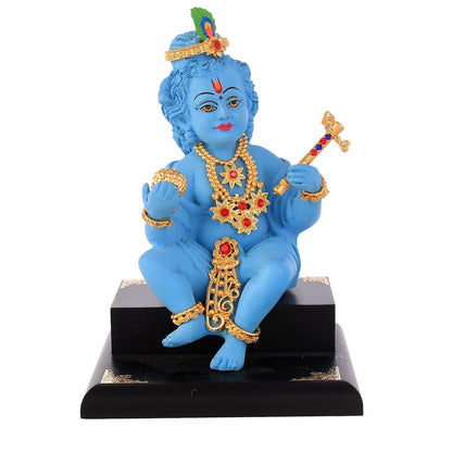 Laddoo Gopal with Flute Idol | Bal Gopal Murti Car Dashboard | Baby Krishna Statue | Little Kanha Figurine for Home Temple