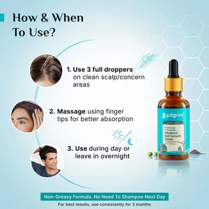 Pilgrim Redensyl 3% + Anagain 4% + 5% Capilia Stem Advanced Hair Growth Serum (30ml) for Scalp with Korean Black Rice & Rosemary | Control Hair Fall, Stimulate Hair Regrowth, Increase Hair Density