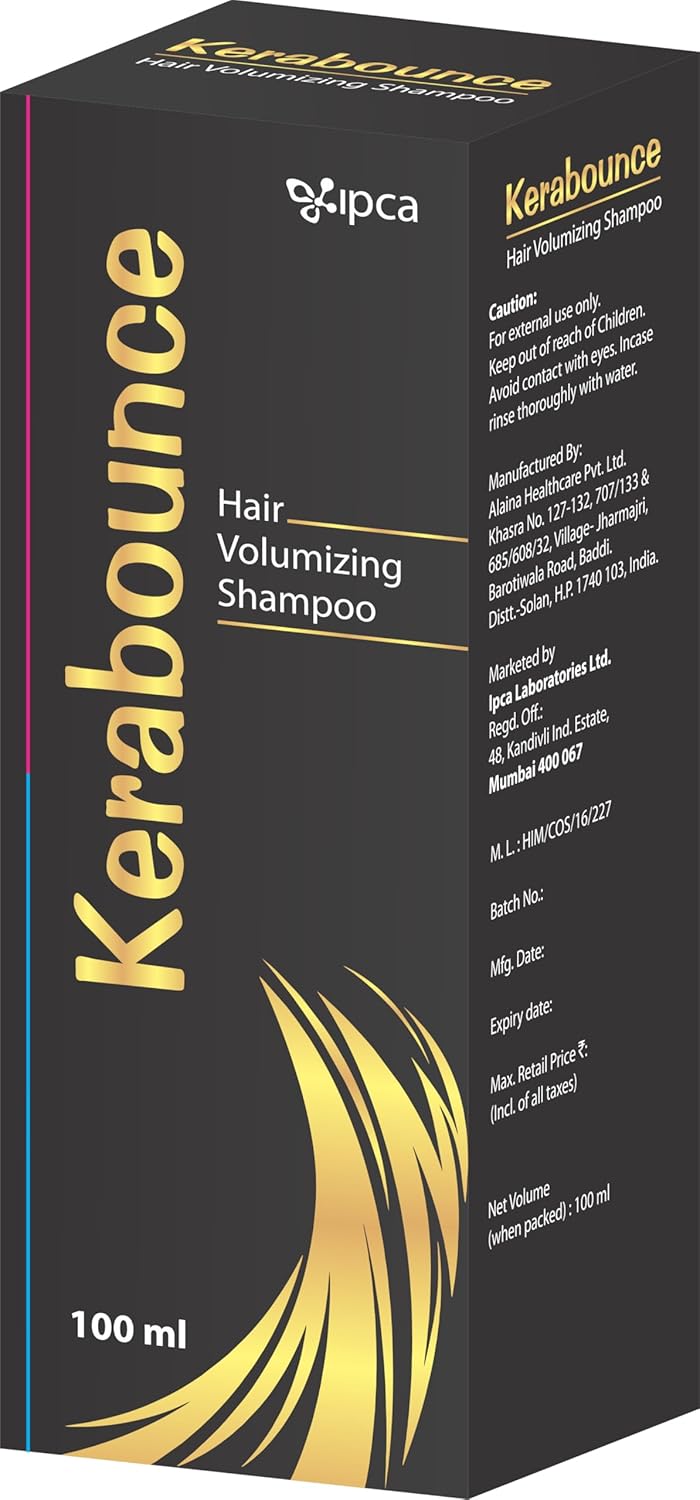 Ipca Kerabounce Hair Volumizing Shampoo – Sulphate Free & Paraben Free, Colour Safe, Gentle Scalp Care, Natural Hair Care Shampoo for Daily Use, 100 ml