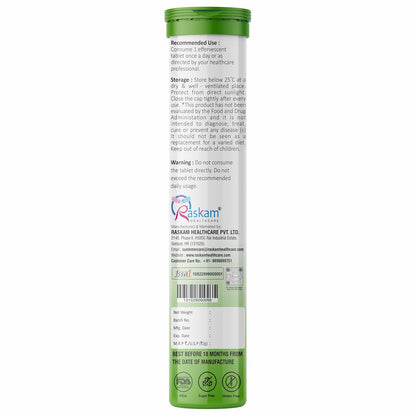 Back view of a Visskam supplement bottle with text and branding on a white background